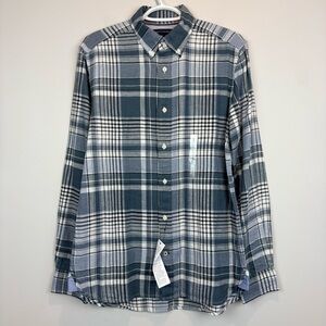 Tommy Hilfiger linen cotton blend Plaid Shirt - Blue and White